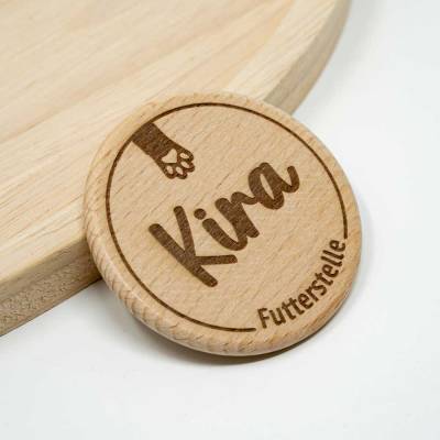 Futterstellen Schild für die Katze / Personalisierte Holz Namensschild für Katze