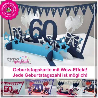 Pop-up Karte zum Geburtstag – Zahl wählbar – personalisierbar & handgemacht