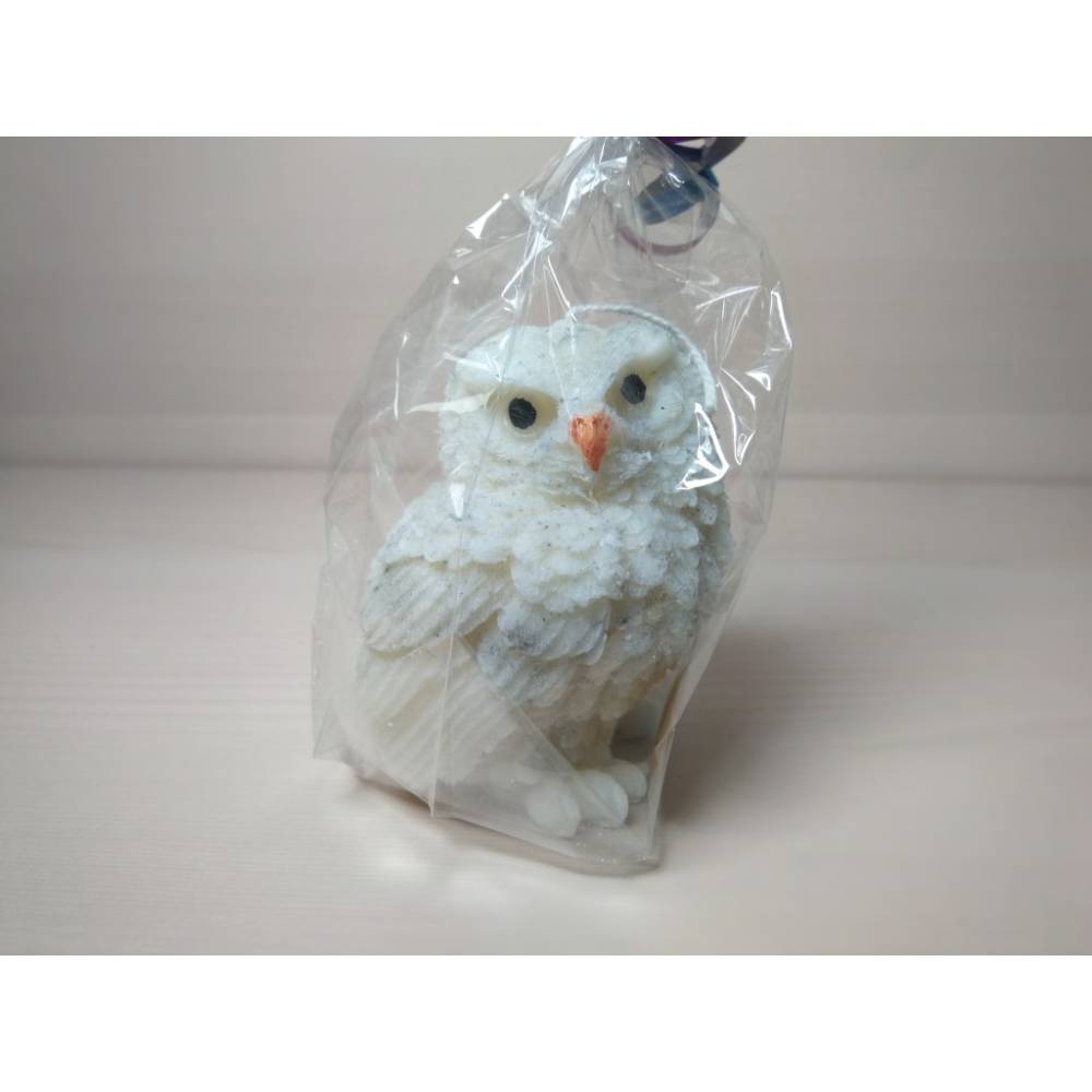 Große Eulenkerze Weiß mit Flecken – Geschenkidee wie Hedwig aus Harry Potter Bild 1