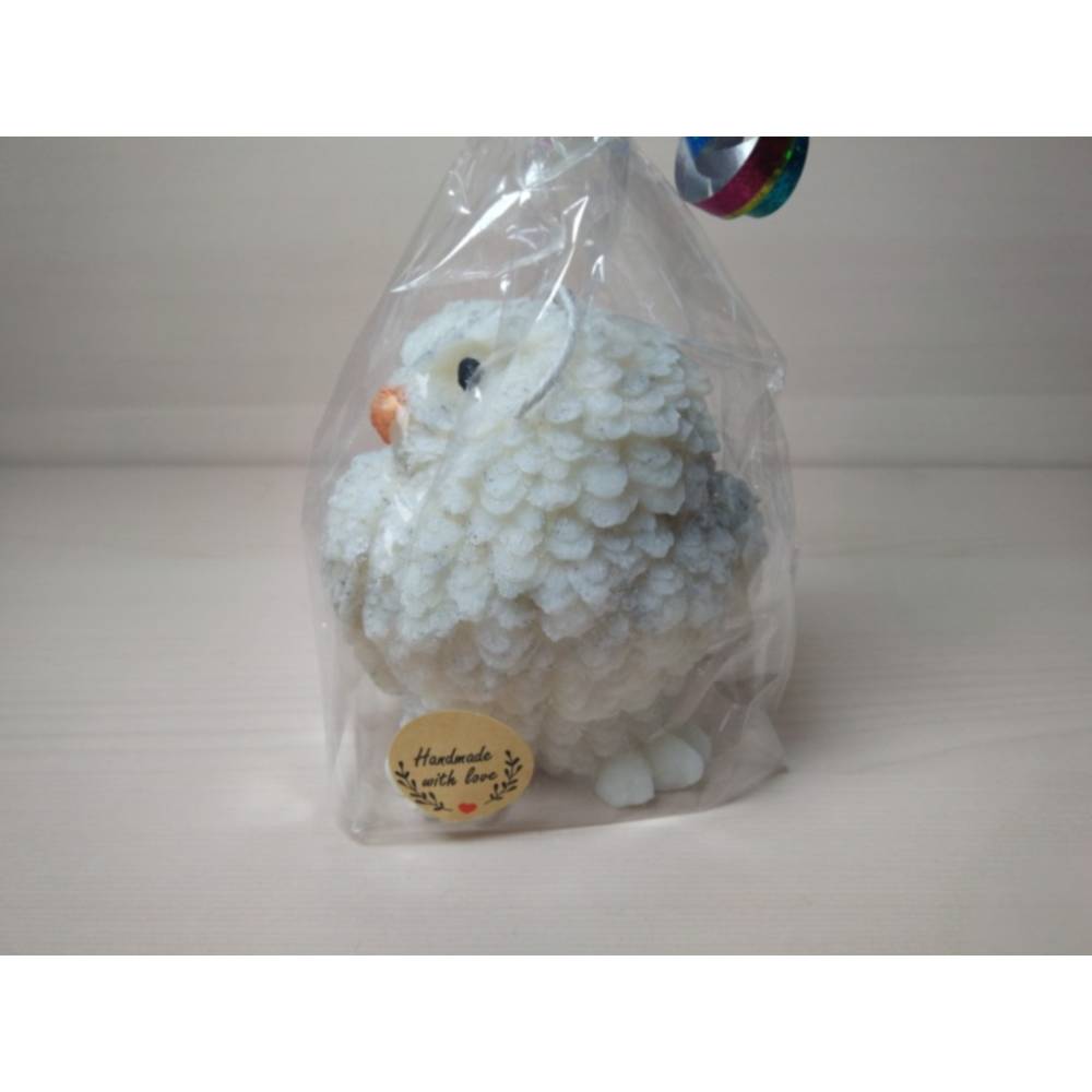Große Eulenkerze Weiß mit Flecken – Geschenkidee wie Hedwig aus Harry Potter Bild 2