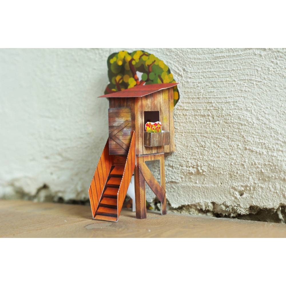 Bausatz Feen-Tür Baumhaus aus Papier PDF Ausschneidebogen Mauseloch Türe Mini Jägersitz Bild 1