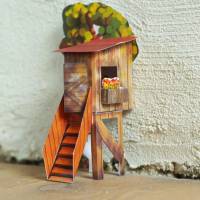 Bausatz Feen-Tür Baumhaus aus Papier PDF Ausschneidebogen Mauseloch Türe Mini Jägersitz