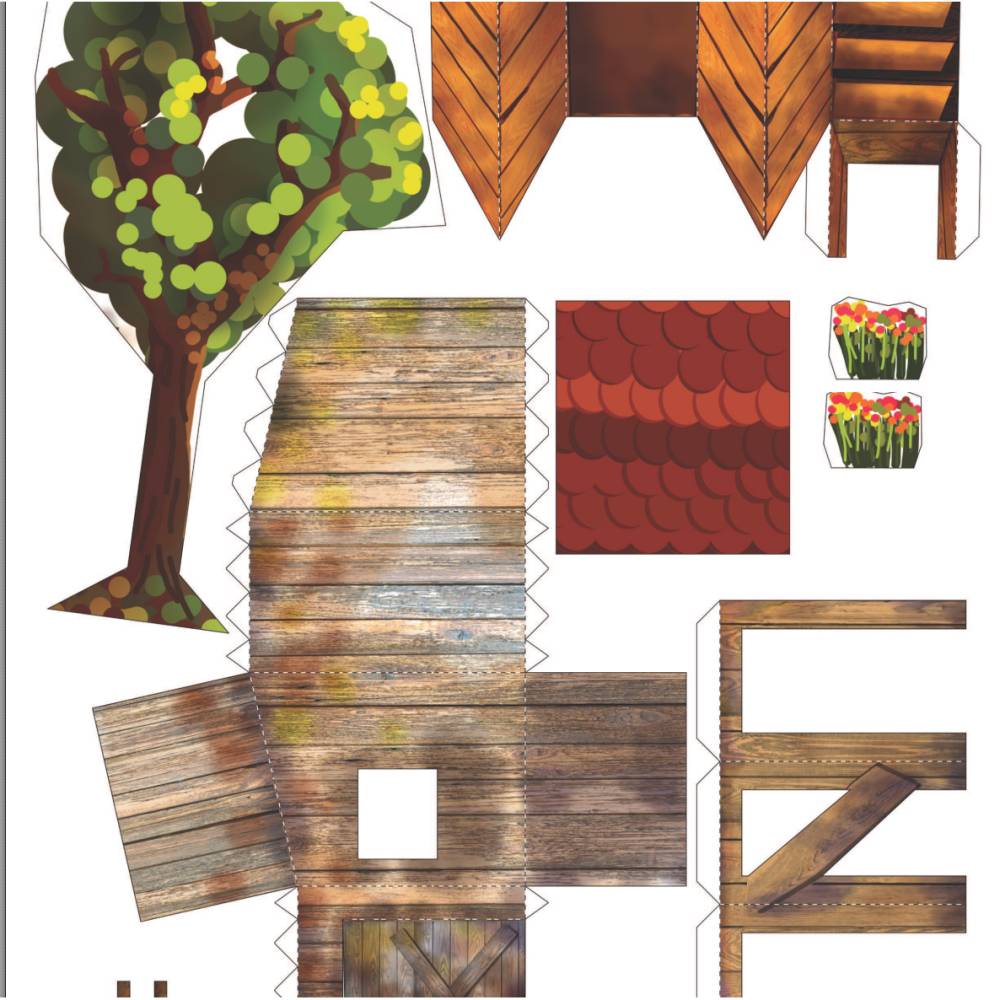 Bausatz Feen-Tür Baumhaus aus Papier PDF Ausschneidebogen Mauseloch Türe Mini Jägersitz Bild 3