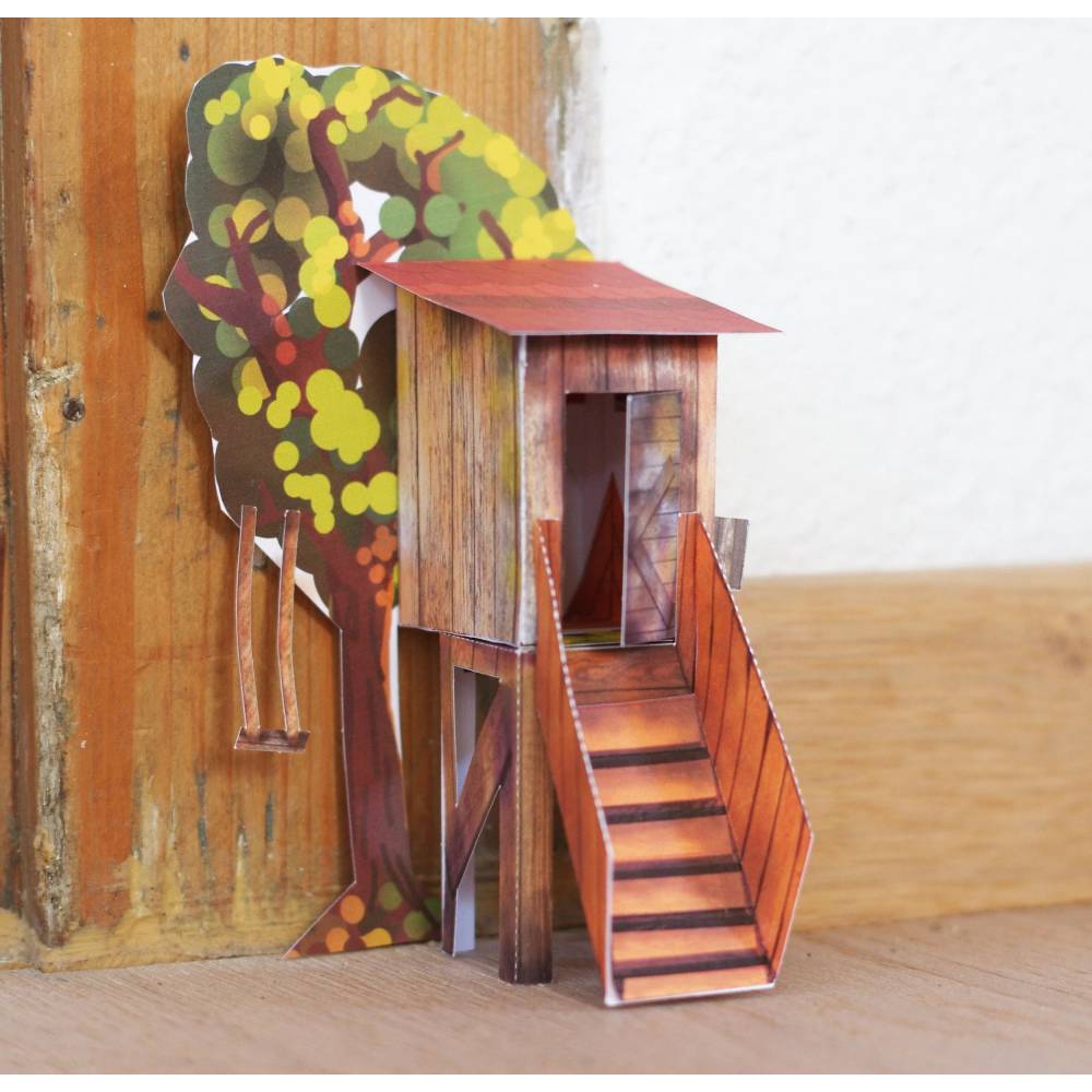 Bausatz Feen-Tür Baumhaus aus Papier PDF Ausschneidebogen Mauseloch Türe Mini Jägersitz Bild 4
