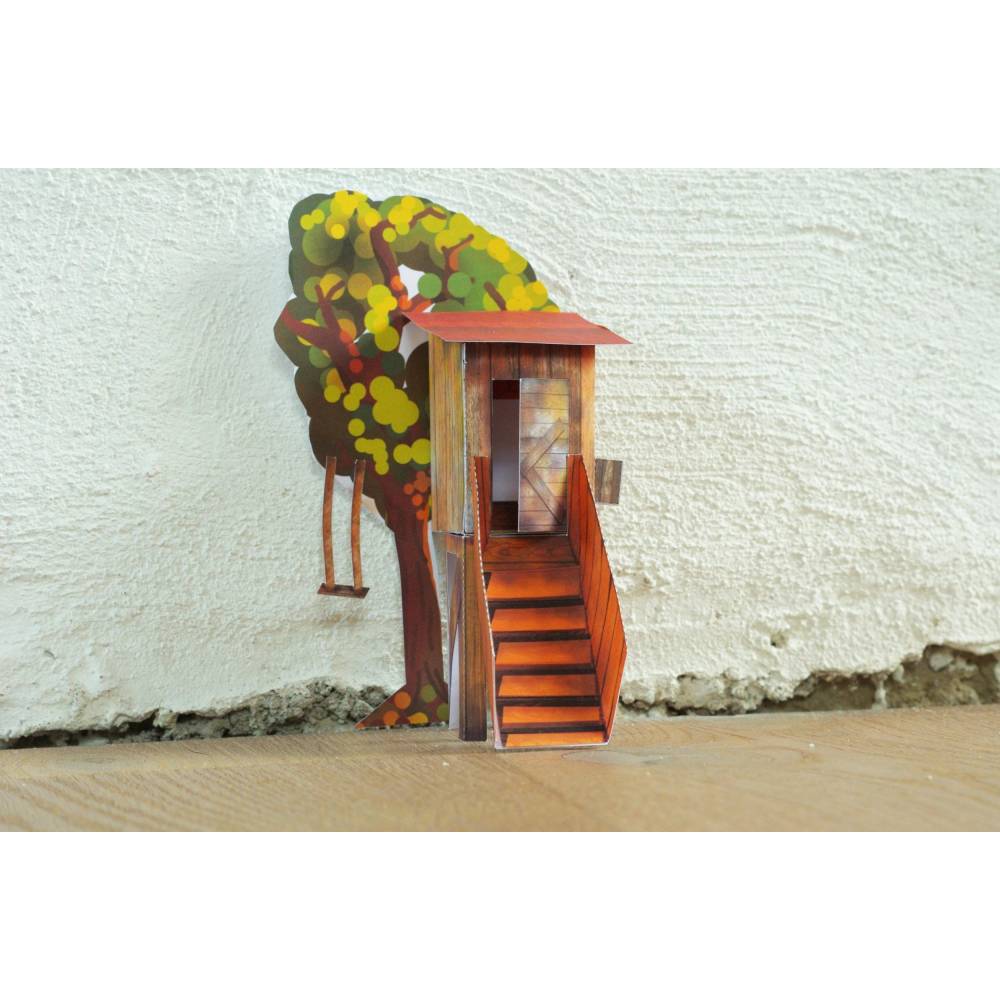 Bausatz Feen-Tür Baumhaus aus Papier PDF Ausschneidebogen Mauseloch Türe Mini Jägersitz Bild 5