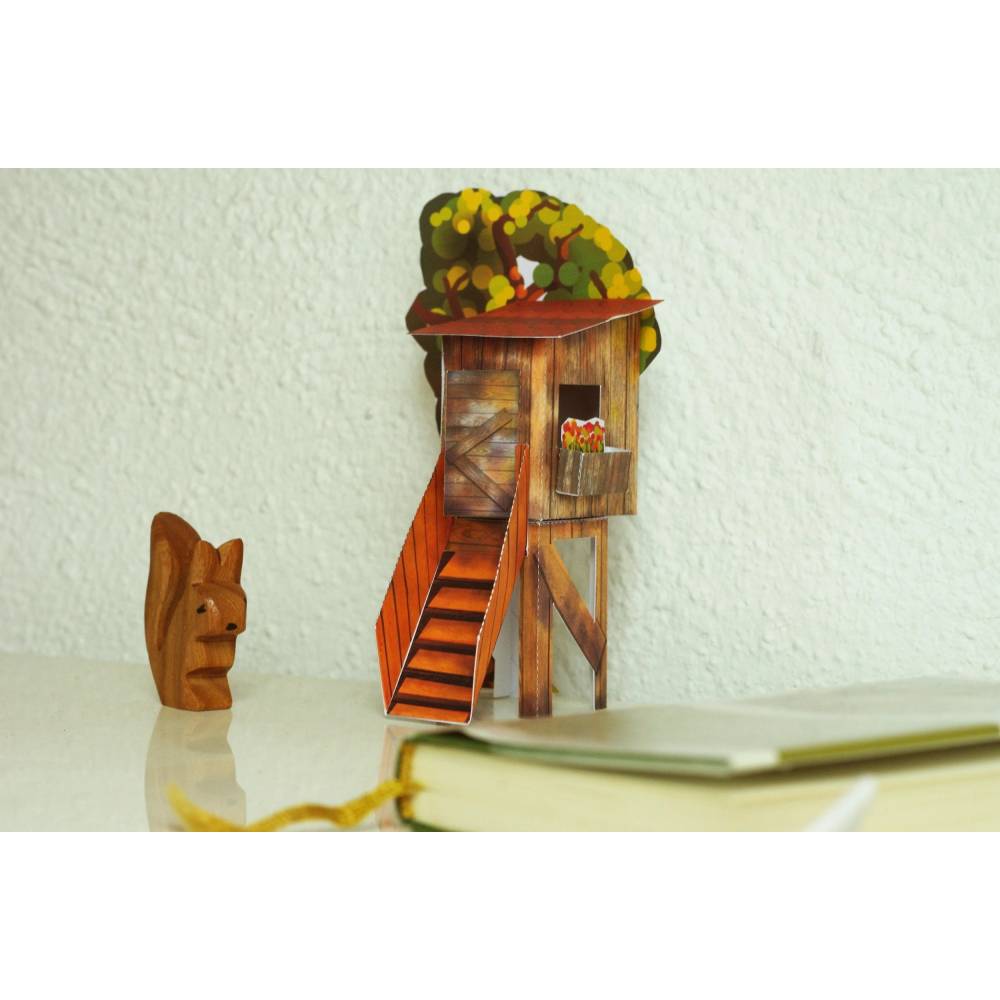 Bausatz Feen-Tür Baumhaus aus Papier PDF Ausschneidebogen Mauseloch Türe Mini Jägersitz Bild 6
