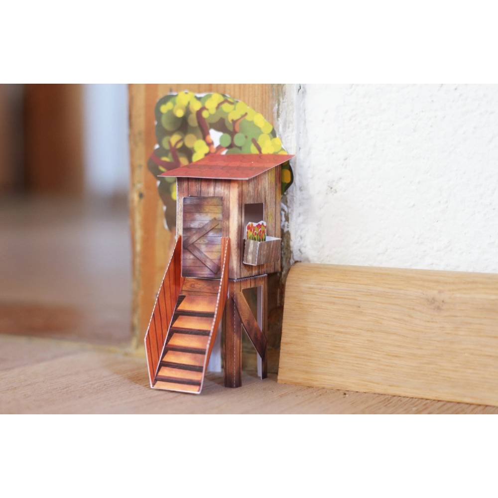Bausatz Feen-Tür Baumhaus aus Papier PDF Ausschneidebogen Mauseloch Türe Mini Jägersitz Bild 7
