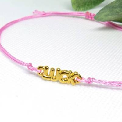 Armband LUCK goldfarben Freundschaftsarmband Farbwahl 25 Farben