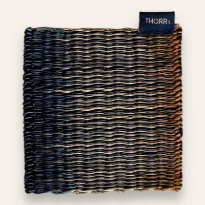 Handgewebte Untersetzer 11x11 cm aus Seegras – Nachhaltige Tischdeko, Thai Handarbeit - Orange Navy