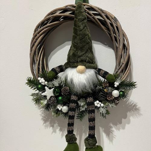 Weihnachtlicher Türkranz Weihnachtskranz Weihnachtsdeko Wichtel grün