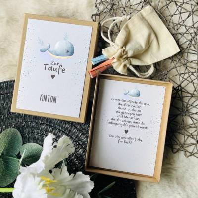 Personalisiertes Taufgeschenk mit Wal Motiv – Geschenkbox zur Taufe mit Name & Geldgeschenk
