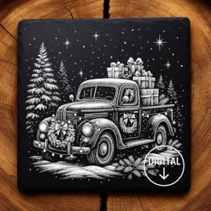 Laserdatei Pickup – Gravurdatei PNG für Schiefer & Holz | Bildgravur