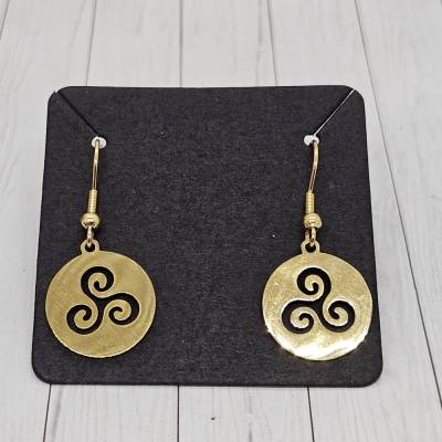 Edelstahl Ohrhänger "Triskele" Goldfarben | Keltisches Symbol für Fortschritt | Ca. 15mm Durchmesser