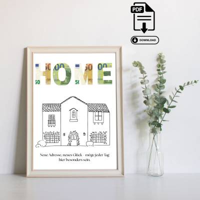 Geldgeschenk Einzugsgeschenk Wohnung oder Haus - Geldgeschenk zum Ausdrucken – Sofort PDF Download  - Geld verschenken -