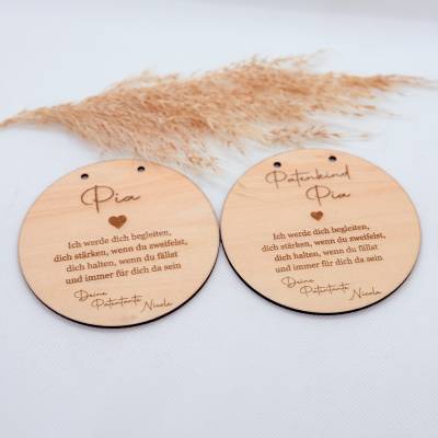 Personalisierter Holzanhänger für Patenkind – Emotionales Geschenk mit graviertem Spruch von Patentante oder Patenonkel