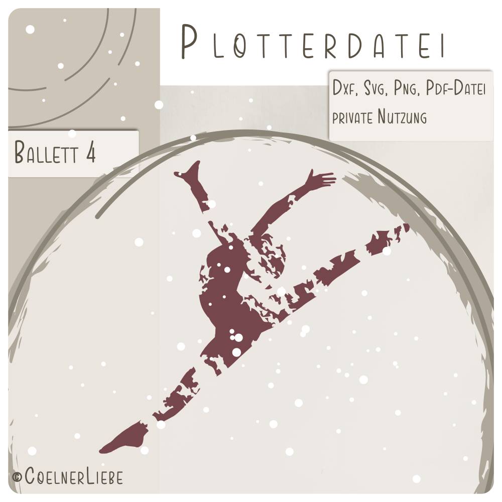 Plotterdatei Ballett-Tänzerin 4 – Moderner Sprung im eleganten Design, DXF, SVG, PNG, PDF, Sofortdownload Bild 1