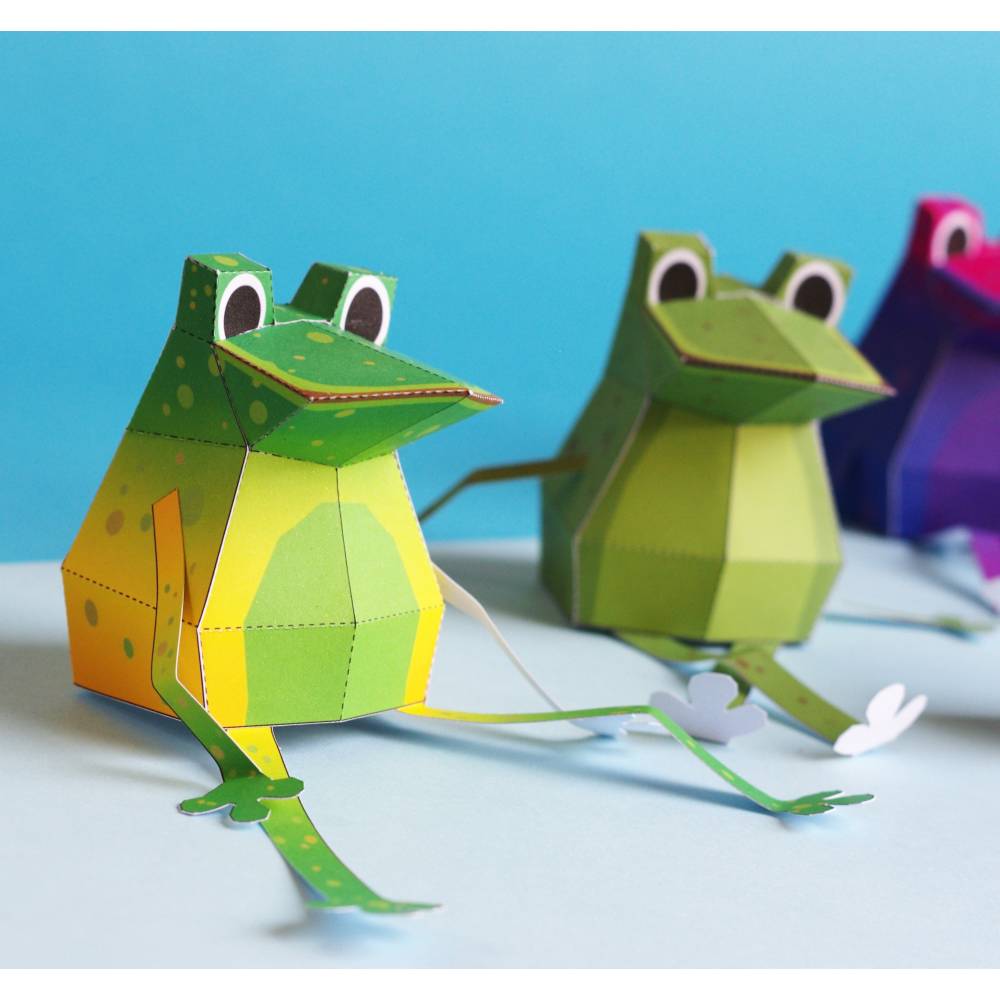 Kunterbunte Frösche Bastelbogen, Bausatz für Kinder pdf digitaler Download Ausschneidebogen Bild 3