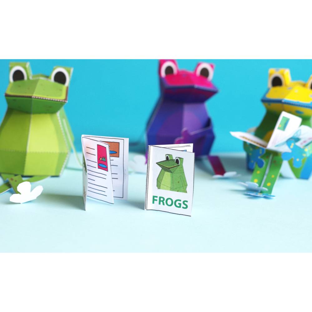 Kunterbunte Frösche Bastelbogen, Bausatz für Kinder pdf digitaler Download Ausschneidebogen Bild 5