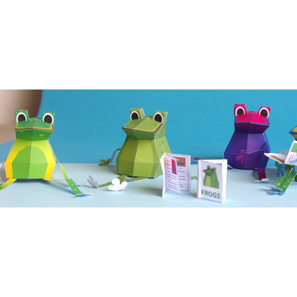 Kunterbunte Frösche Bastelbogen, Bausatz für Kinder pdf digitaler Download Ausschneidebogen Bild 6