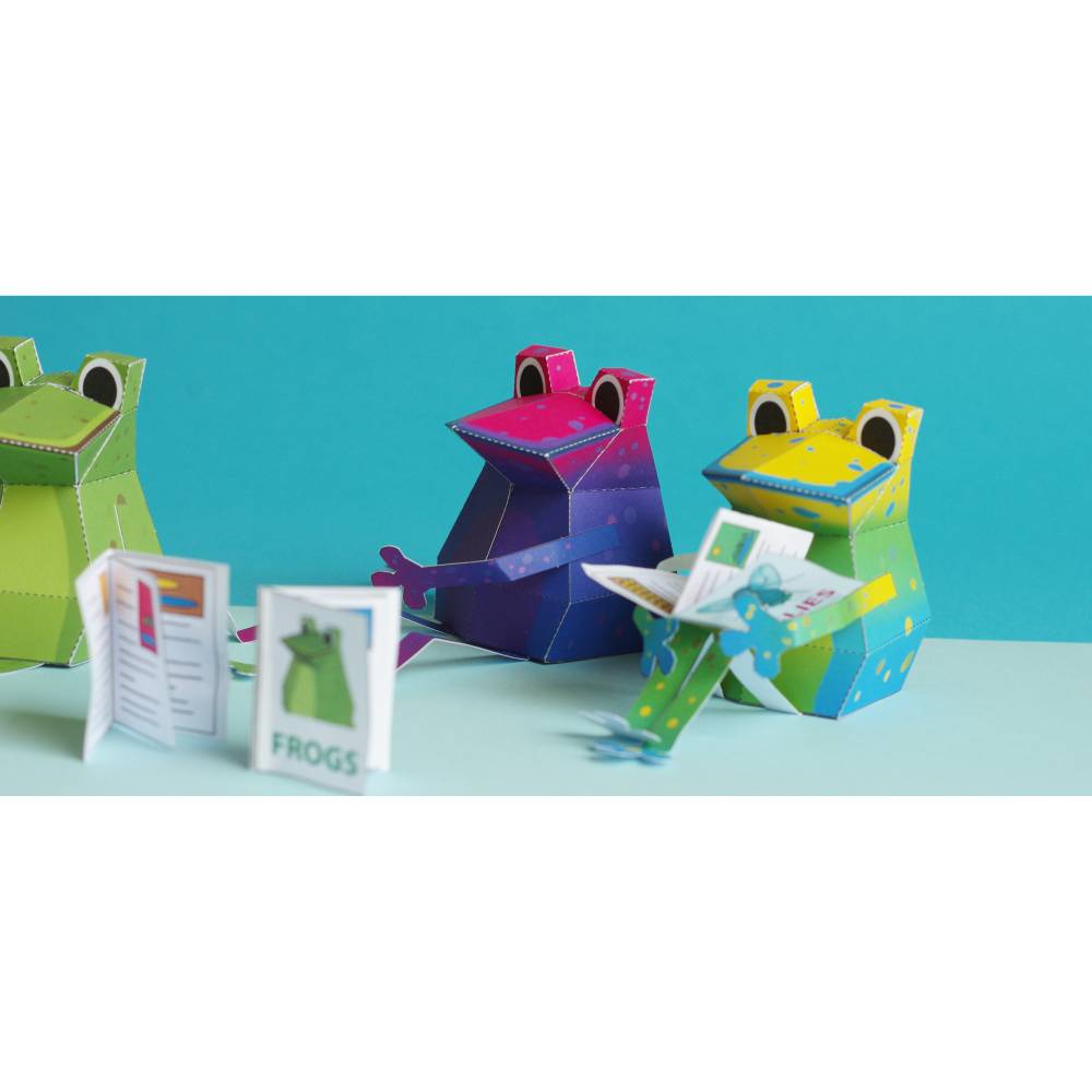 Kunterbunte Frösche Bastelbogen, Bausatz für Kinder pdf digitaler Download Ausschneidebogen Bild 7