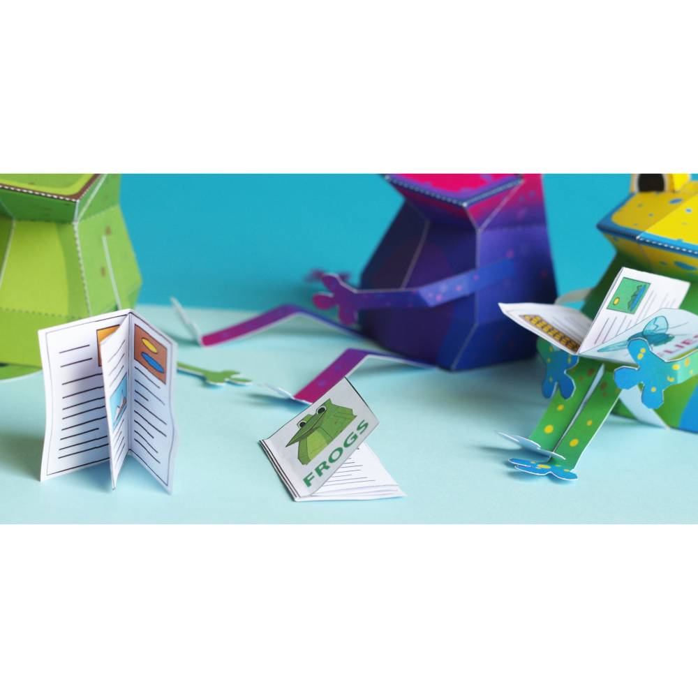 Kunterbunte Frösche Bastelbogen, Bausatz für Kinder pdf digitaler Download Ausschneidebogen Bild 8