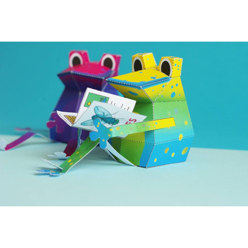 Kunterbunte Frösche Bastelbogen, Bausatz für Kinder pdf digitaler Download Ausschneidebogen Bild 9