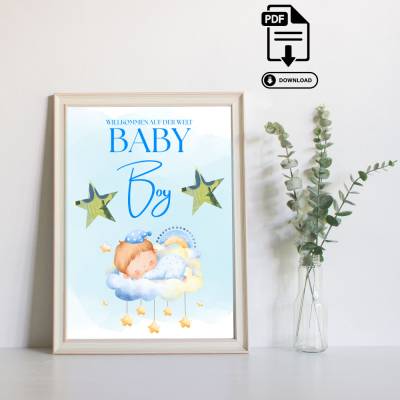Geldgeschenk Geburt - Babyparty Junge Boy Baby - Geschenkidee zur Geburt - Geldgeschenk zum Selberdrucken PDF