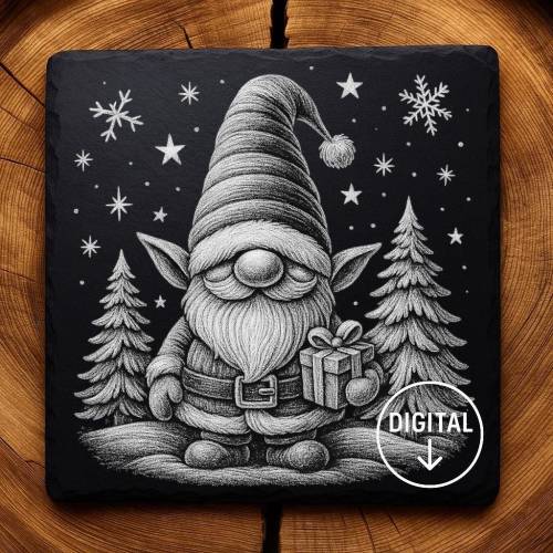 Laserdatei Wichtel – Gravurdatei PNG für Schiefer & Holz | Bildgravur