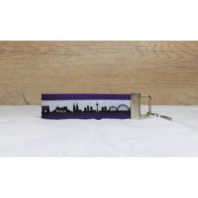 Schlüsselband Geschenk-Schlüsselanhänger Köln-Anhänger schwarz grau lila  Hausschlüssel violett