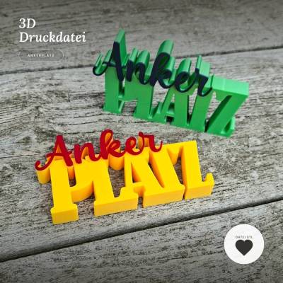 Ankerplatz - Schriftzug 3D Druck - maritime Deko - Datei STL & 3MF - Geschenkidee
