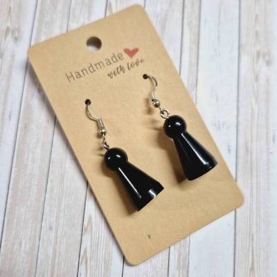 Ohrringe Ohrhänger Spielkegel schwarz   – 4,5 cm – originelle Geschenkidee
