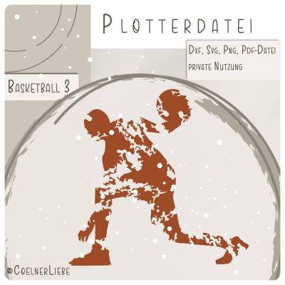 Plotterdatei Basketball Spieler 3 – Dynamische Grunge-Silhouette als Sofortdownload