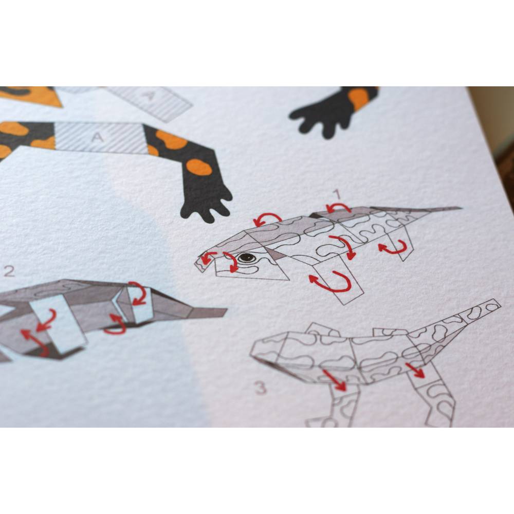 Salamander Bastelbogen, Feuersalamander Bausatz für Kinder pdf Download Ausschneidebogen Gelb und Schwarz Bild 4