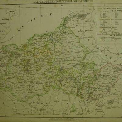 von 1856 Handcolorietes Blatt - Die Grossherzogthümer Mecklenburg