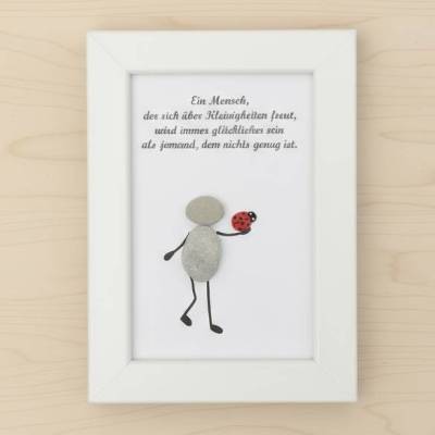 Personalisiertes Steinbild mit Spruch – Geschenkidee mit Marienkäfer oder Schmetterling, STB-267