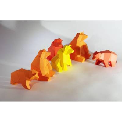 Einfacher Ebook Bastelbogen "Sitzende Bären Familie" pdf, dxf