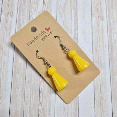 Ohrringe Ohrhänger Spielkegel Kunststoff gelb – 4,5 cm – originelle Geschenkidee