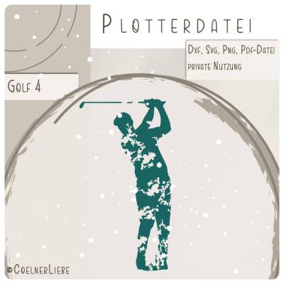 Golf Plotterdatei Spieler 4 – Dynamischer Schwung für Golf-Liebhaber | dxf, pdf, png, svg