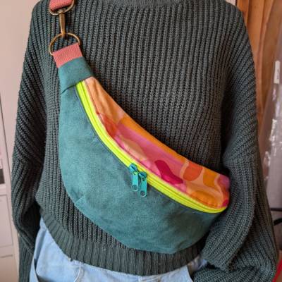 Hippe Bauchtasche / Crossbody-Tasche / Gürteltasche / Wildleder/ Canvas