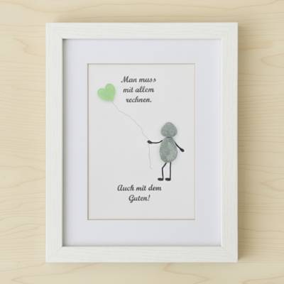 Personalisiertes Steinbild mit Spruch und Herzballon – Unikat Geschenk mit Wunschtext, STB-269