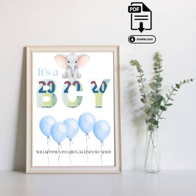 Geldgeschenk Geburt - Modernes DIY - Handgemacht - Last Minute Geldgeschenk zum Ausdrucken – Sofort PDF Download Babypar