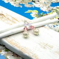 Lässige verspielte Ohrringe aus Metall & Silberfarben, rosa, Unikatschmuck – Geschenkidee für Frauen