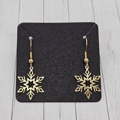 Edelstahl Ohrhänger "Filigrane Schneeflocke" Goldfarben | Dainty Winter-Schmuck | Ca. 16mm Durchmesser