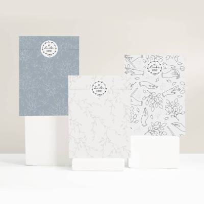Papiertüten Set *Scandi Leaf* / Motiv 3 / Flachbeutel in versch. Größen für Valentinstag und Geburtstag