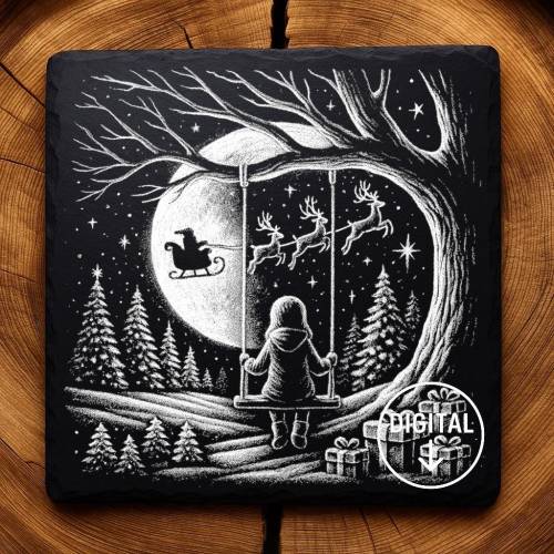 Laserdatei Schaukel – Gravurdatei PNG für Schiefer & Holz | Bildgravur