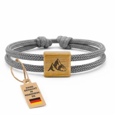 GIPFELWELLE Holz Armband Paracord Armkette mit Gravur, handgemacht, Damen Herren, Berg