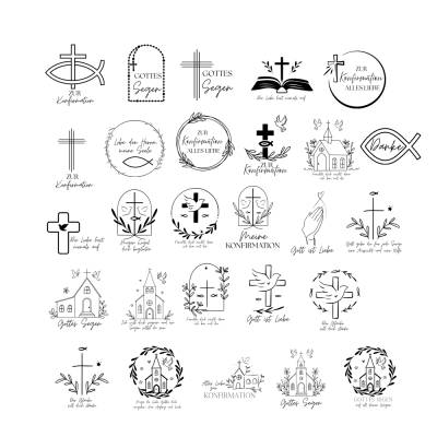 Konfirmation Bundle PNG SVG Datei - Download Plotterdatei - Plotter File - Kirche Fisch Bibel Kreuz Christlich Cricut 