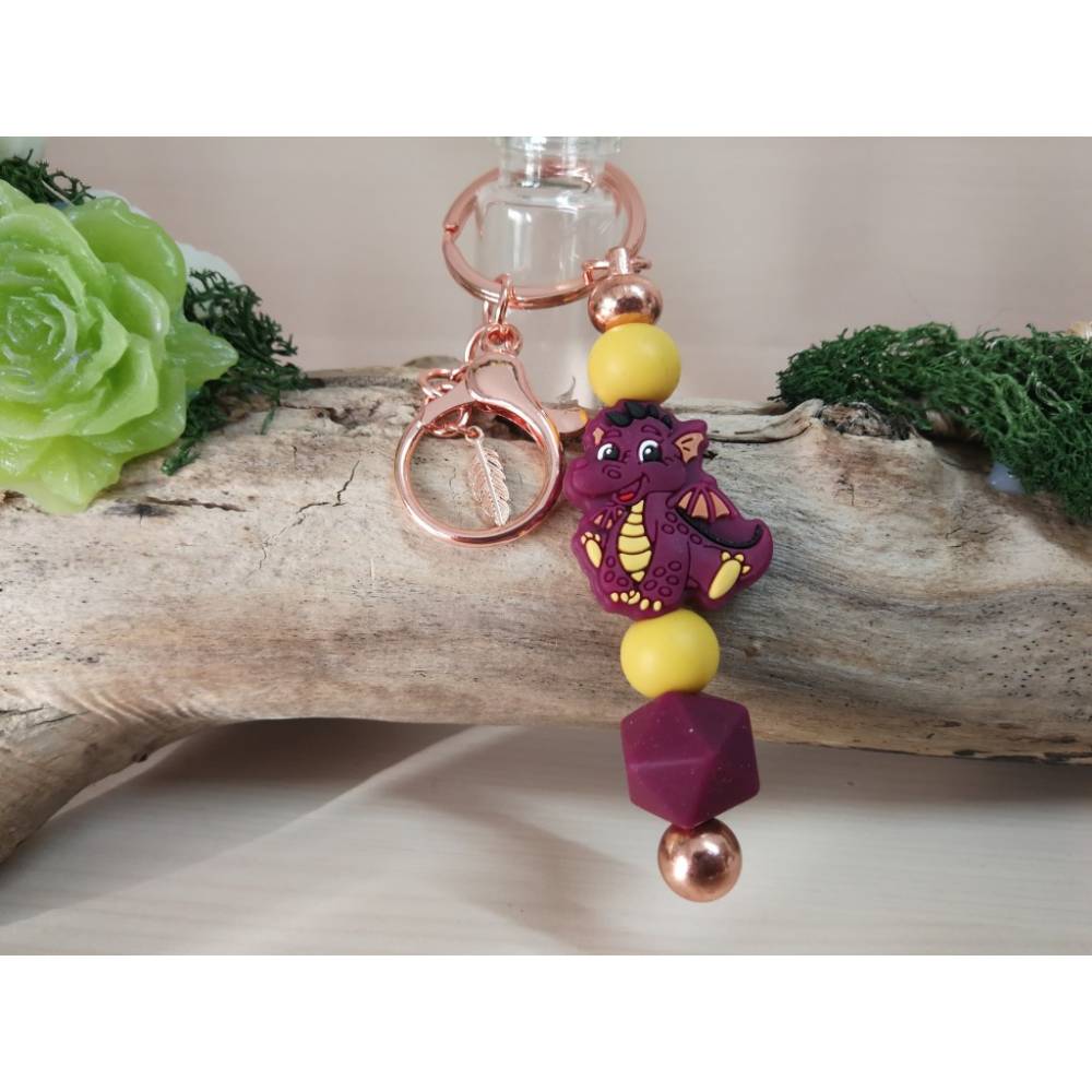 Schlüsselanhänger Drache aus Silikonperlen – Geschenkidee, lustige Drachenfigur, universell einsetzbar, viele Varianten Bild 4
