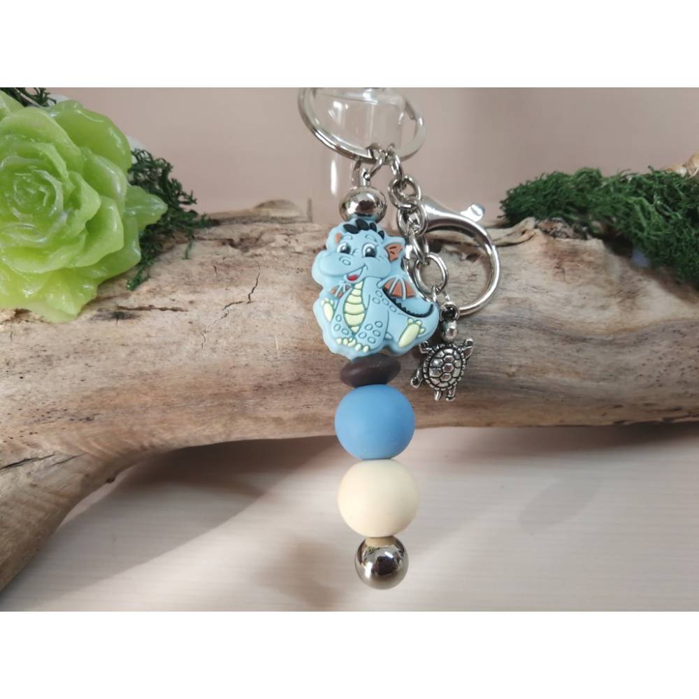 Schlüsselanhänger Drache aus Silikonperlen – Geschenkidee, lustige Drachenfigur, universell einsetzbar, viele Varianten Bild 6