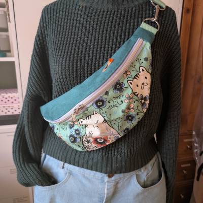 Hippe Bauchtasche / Crossbody-Tasche / Gürteltasche Wildleder/ Canvas
